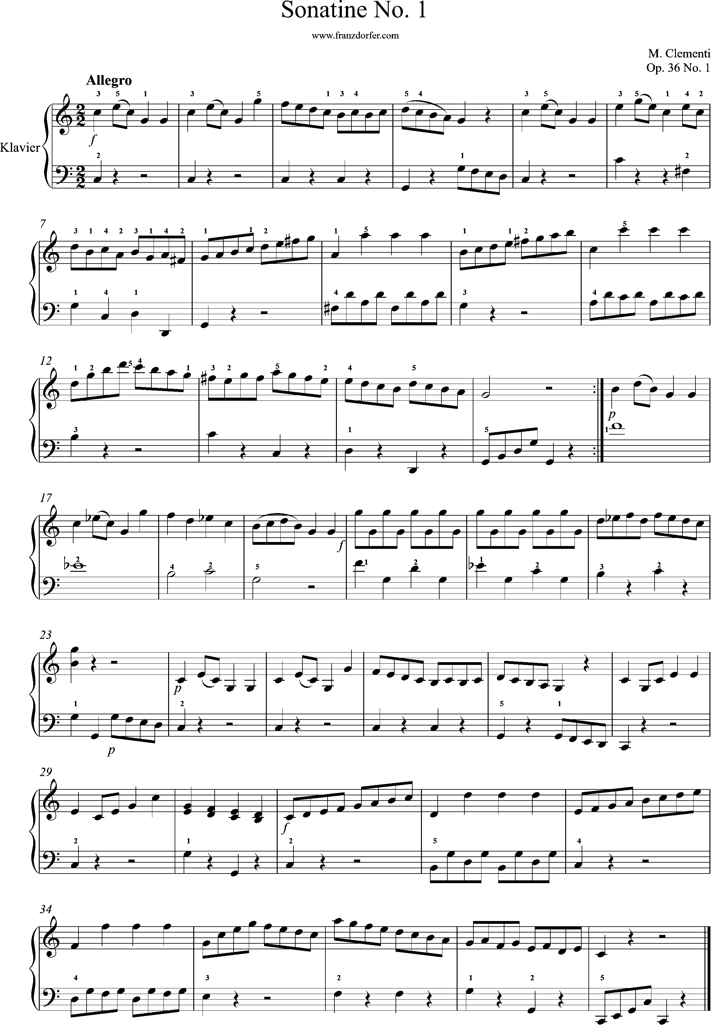 Allegro, Clementi, sonatine op 36